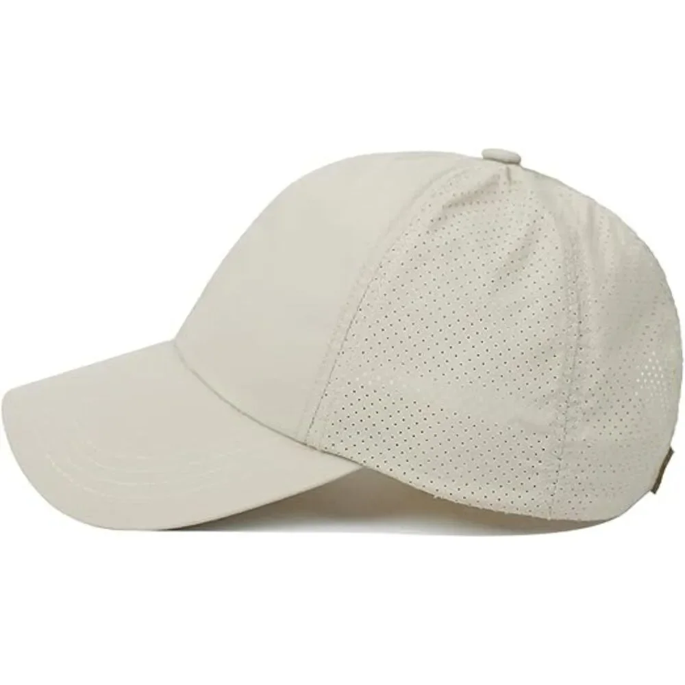 Women's Khaki Crises Cross Ponytail Adjustable High Messy Bun Baseball Caps